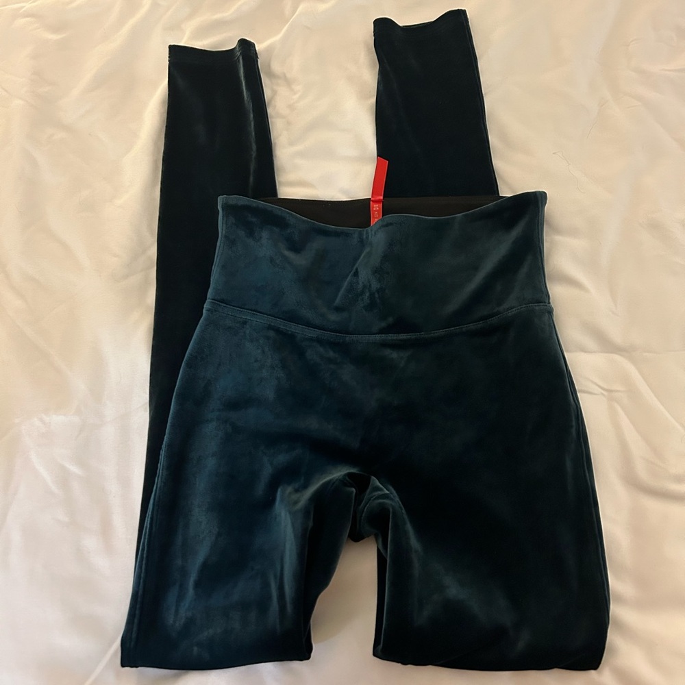 Green Velvet Spanx Leggings